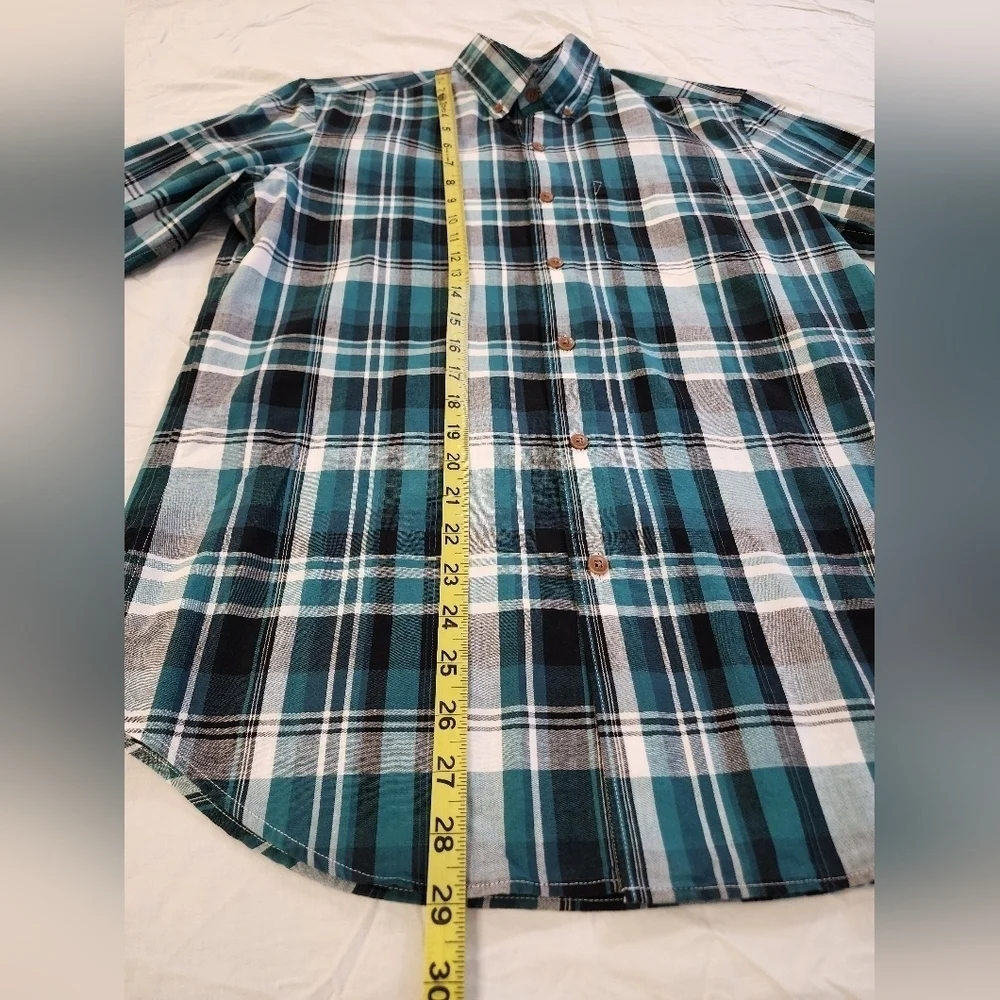 J. Crew Teal Plaid Button Down Shirt Long Sleeve Cotton Size Small